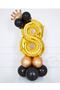 Gold Number Balloon Welcome Set 8 Number Balloon with Black Gold Colors and Gold Crown