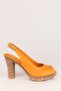 Women's Orange Genuine Leather Heeled Sandals 6978 - 3