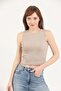Women's Gray Sand Halter Neck 2-Piece Crop Blouse - 4