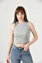 Women's Gray Sand Halter Neck 2-Piece Crop Blouse - 5