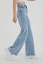 Women's Light Blue Snow Wash High Waist Wide Leg Denim Jeans