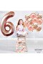 Large Number Balloon Rose Gold Age 6 + Transparent Balloon with Confetti Sequin and Metallic Rose Gold Balloon - 5