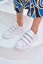 Emma Women's White Genuine Leather Velcro Sneakers - 6