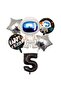 6-Piece Space Themed Astronaut Foil Balloon Set 5 Years Old Black Number Balloon Set Space Star Themed