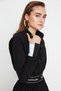Black A-Line Shirt Collar Short Poplin Woven Dress TPRAW22EL1982