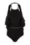 Black Flounce Halter Neck Covered Regular Swimsuit Tbess20Ma0297 - 4