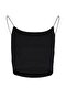 Black Cotton Spaghetti Strap Fitted/Fitted Crop Stretch Knitted Tank Top TWOSS20AL0006 - 7
