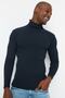 Lacivert Slim Fit Pamuklu Balıkçı Yaka Fitilli Örgü Kazak TMNAW20MG0031 - 5