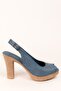 Women's Denim Blue Genuine Leather Heeled Sandals 6978 - 2