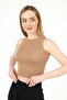 Women's Biscuit Green Halter Neck 2-Piece Crop Blouse - 5