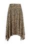 Brown Leopard Patterned Flounced Asymmetrical Midi Stretch Knitted Skirt TWOAW20ET0440 - 13