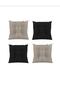 4-Piece Combination Fluffy Square Chair Cushion 40×40cm Black-beige