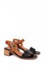 Flora Black Tan Genuine Leather Women's Sandals - 4