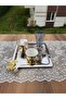 Stainless Steel Square Modern Tea Coffee Presentation Tray with One Butterfly - 3