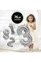 8-Piece Space Themed Astronaut Foil Balloon Set 3 Years Old Silver Number Transparent Sequin and Chrome Balloon - 7