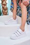 Emma Women's White Genuine Leather Velcro Sneakers - 2