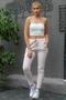 Women's Powder Italian Striped Lurex Cord Tie Detailed Pocket Trousers M10060000PN98481 - 5