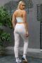 Women's Powder Italian Striped Lurex Cord Tie Detailed Pocket Trousers M10060000PN98481 - 6