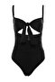 Siyah Cut Out Detaylı Straplez Kaplı Regular Mayo TBESS22MA0001 - 6
