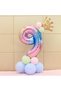 Unicorn Theme Number Balloon Welcome Set 9 Years Old Rainbow Colors 9 Number Balloon with Gold Crown
