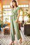 Women's Green Belted Wide Leg Woven Bodrum Jumpsuit TLM-19000136 - 4