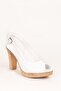 Women's White Genuine Leather Heeled Sandals 6978 - 3