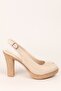 Women's Beige Leather Heeled Shoes 6978 - 2