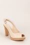 Women's Beige Leather Heeled Shoes 6978 - 3