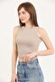 Women's Gray Sand Halter Neck 2-Piece Crop Blouse - 2