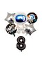 6-Piece Space Themed Astronaut Foil Balloon Set 8 Years Old Black Number Balloon Set Space Star Themed