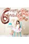 Large Number Balloon Rose Gold Age 6 + Transparent Balloon with Confetti Sequin and Metallic Rose Gold Balloon - 7