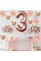 Large Number Balloon Rose Gold Age 3 + Transparent Balloon with Confetti Sequin and Metallic Rose Gold Balloon - 5