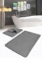 Herringbone Floor Deer Motif 2-Piece Bathroom Mat Set & Toilet Seat Mat Set - 2