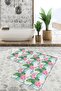Blue Floor Tropical Leaf Flamingo Motif 2-Piece Kitchen Mat Set & Bathroom Mat Set