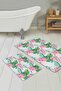 Blue Floor Tropical Leaf Flamingo Motif 2-Piece Kitchen Mat Set & Bathroom Mat Set - 2