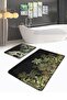 طقم سجادة مطبخ مكون من قطعتين بتصميم خاص من Black Floor Tropical Trees ومجموعة حقوق الحمام - 3