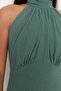 Haki Halter Yaka A Kesim Astarlı Mini Dokuma Elbise TWOSS21EL1538 - 4
