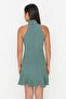 Haki Halter Yaka A Kesim Astarlı Mini Dokuma Elbise TWOSS21EL1538 - 5