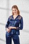 Women's Navy Blue 6 Piece Lace Detailed Satin - 4