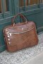 Unisex Tan 15 & 15.6 Inch Crocodile Laptop Briefcase - 6