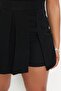 Black Pleat Detailed Zippered Woven Shorts & Bermuda TBBSS22SR00001 - 6