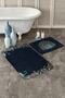Navy Blue Floor Tropical Floral Peacock Motif 2-Piece Bathroom Kitchen Mat Set - 3