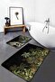 طقم سجادة مطبخ مكون من قطعتين بتصميم خاص من Black Floor Tropical Trees ومجموعة حقوق الحمام