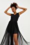 Slit Dress with Tulle Skirt