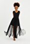 Slit Dress with Tulle Skirt - 2