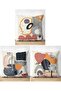 3-Piece Double Sided Modern Suede Pillow Throw Pillow Cover Set with Colorful Onedraw Drawing on White Background