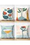 4-Piece Double-Sided Modern Suede Pillow Throw Pillow Cover Set with Onedraw Drawing on Colorful Background