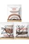 3-Piece Double Sided White Background Onedraw Drawing Leaf Motif Modern Suede Pillow Throw Pillow Cover Set