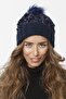 Pompom Knitwear Knitted Beret with Sequin Accessories Navy Blue Ribbon