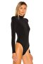 Women's Black Half Turtleneck Side Gathered Detail Silk Jersey Bodysuit - 3